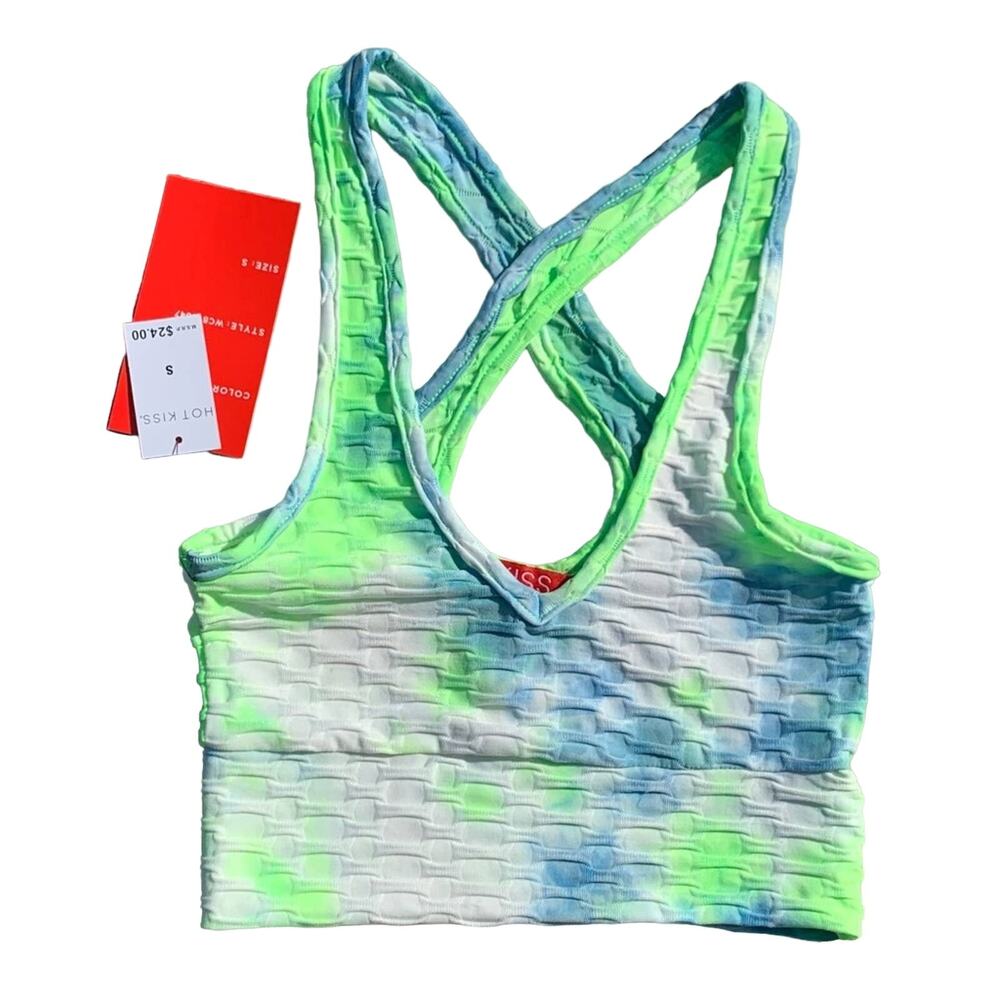 Hot Kiss Neon TieDye Crop Top Size Small